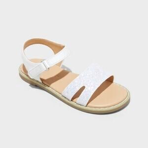 Toddler Kennedy Cat & Jack Hook & Loop Ankle Strap Flat Sandal White Size 9 NEW